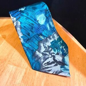 Vtg Pierre Balmain Paris 100% Italian Silk Men's Tie Abstract Pattern Blue